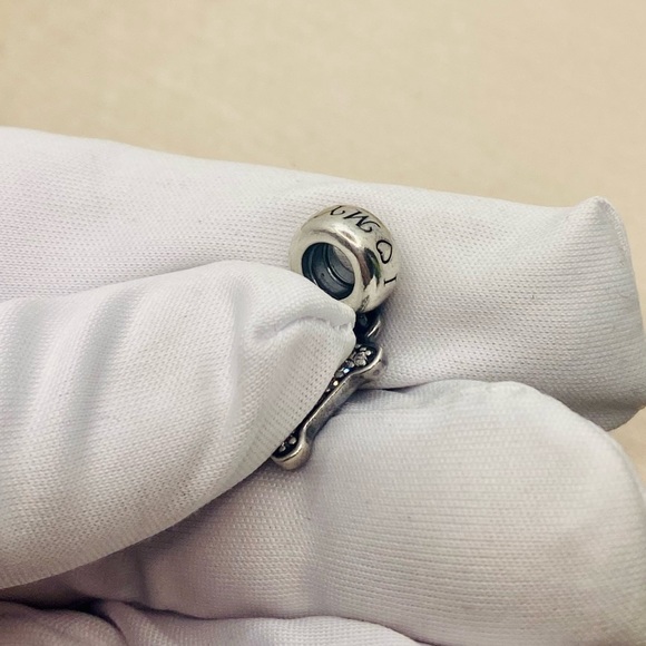 EUC Pandora 791263CZ Sterling Silver I Love My Dog Animal Dangle Charm w/ CZs - Picture 5 of 12